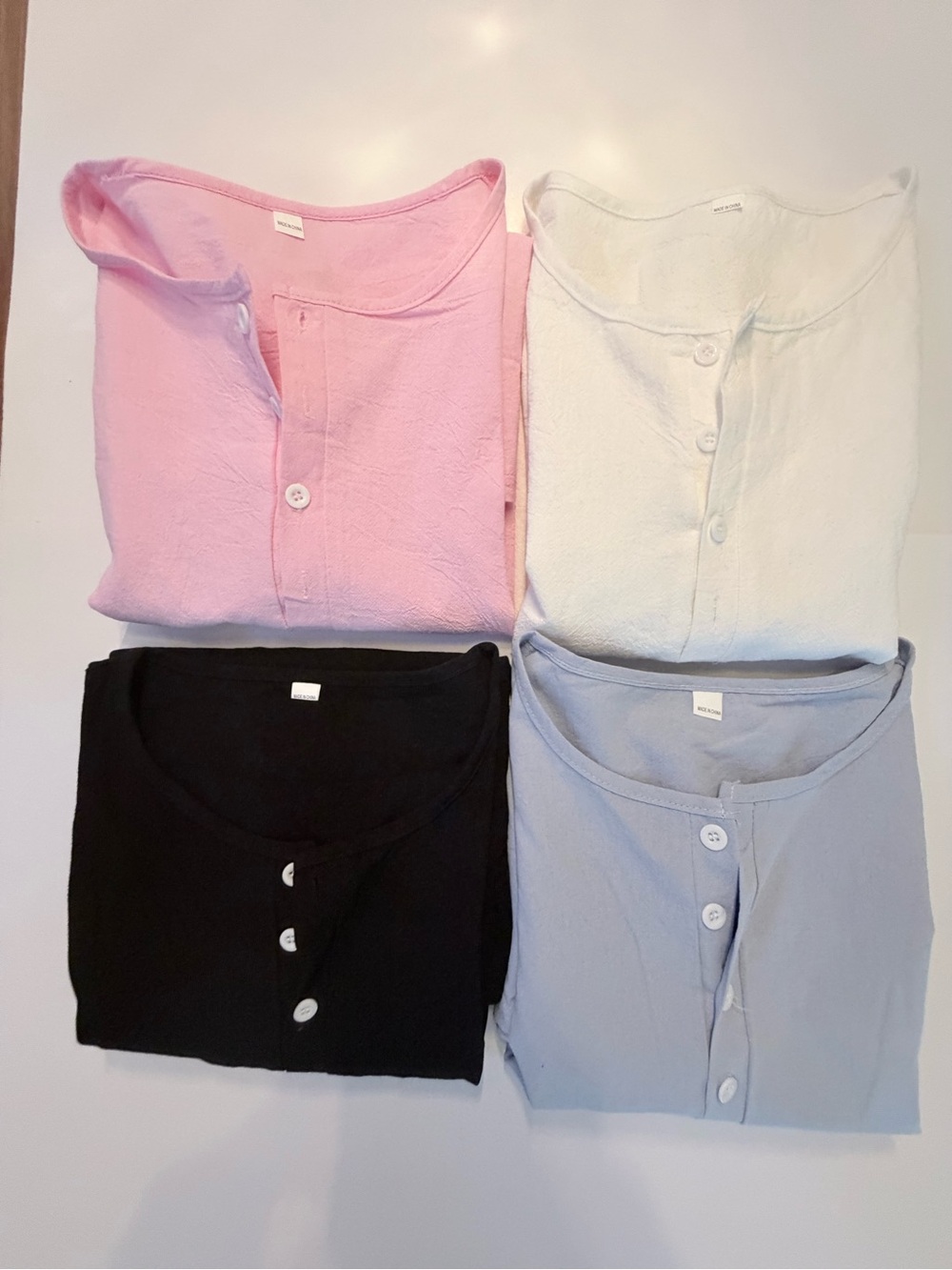 Men's Henley Shirts - Pink, White, Black, Light Blue